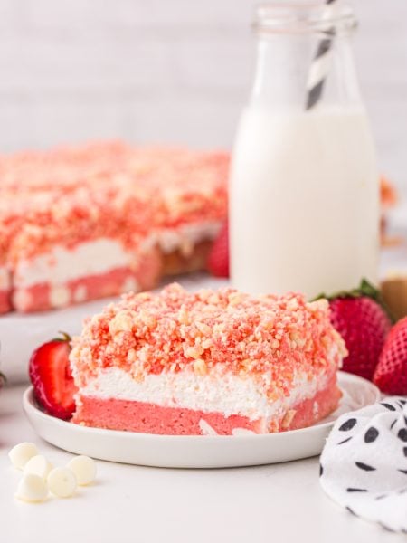Strawberry Crunch Brownies on a plate