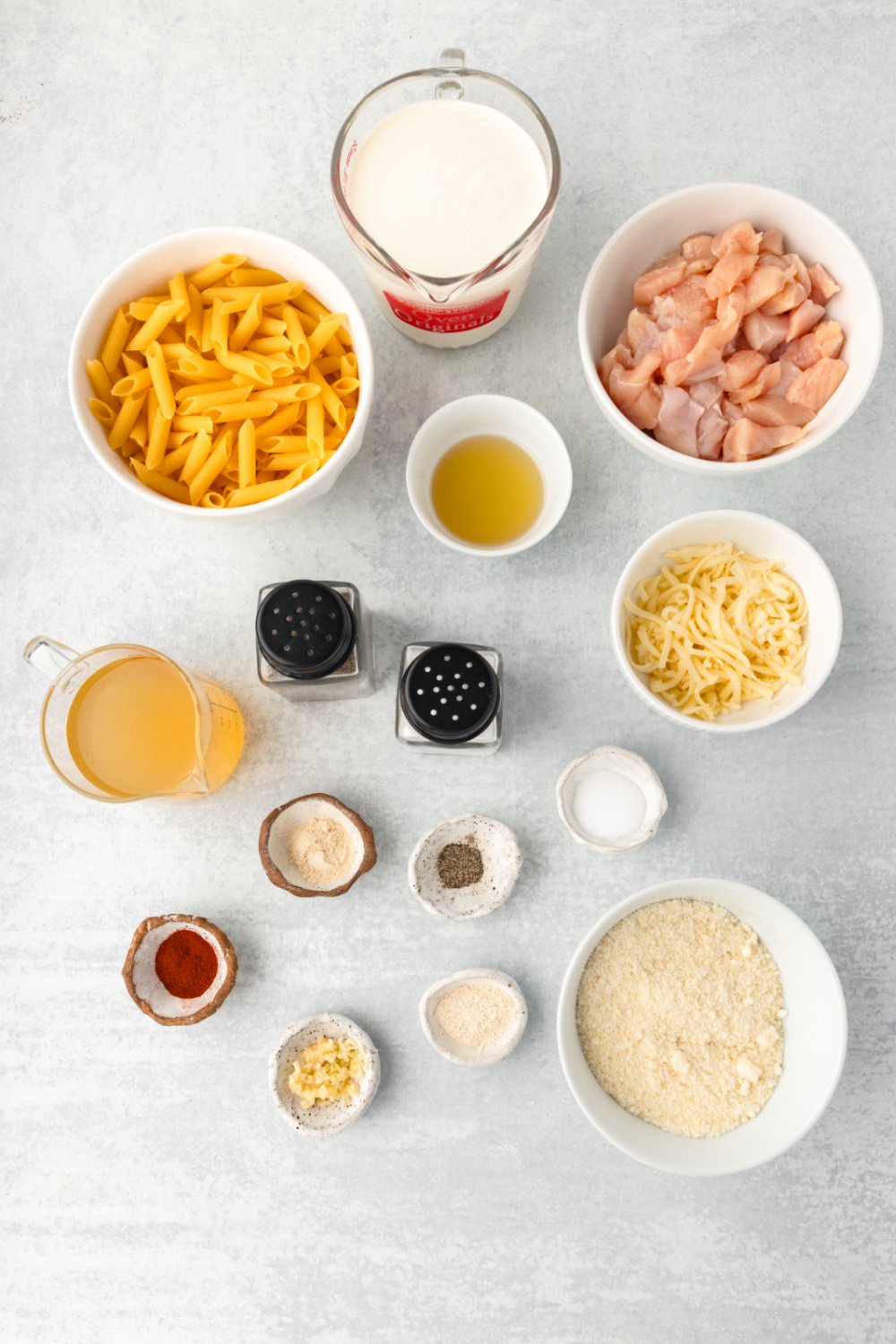 ingredients for Creamy Chicken Pasta Casserole