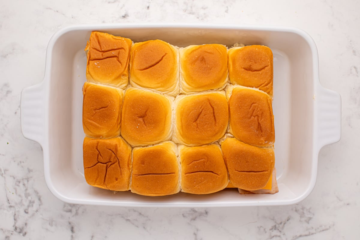 top layer of buns placed on top