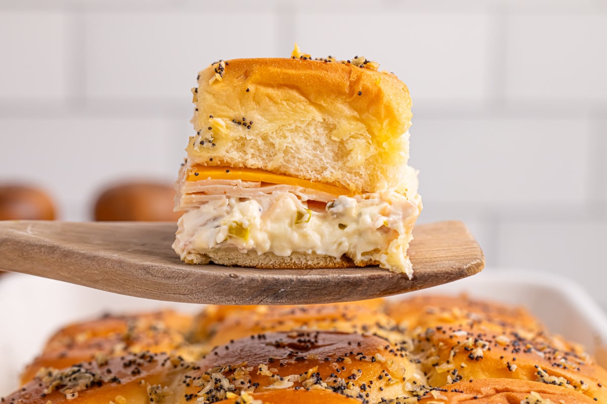 Jalapeno Popper Chicken Slider on a serving spoon