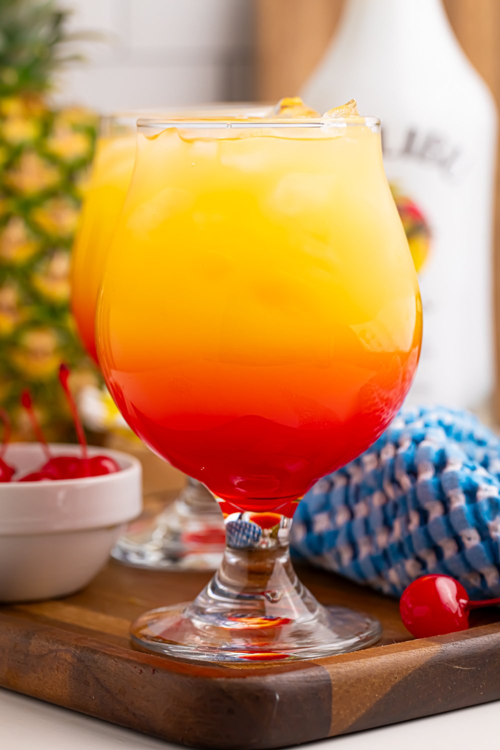 grenadine added to glass