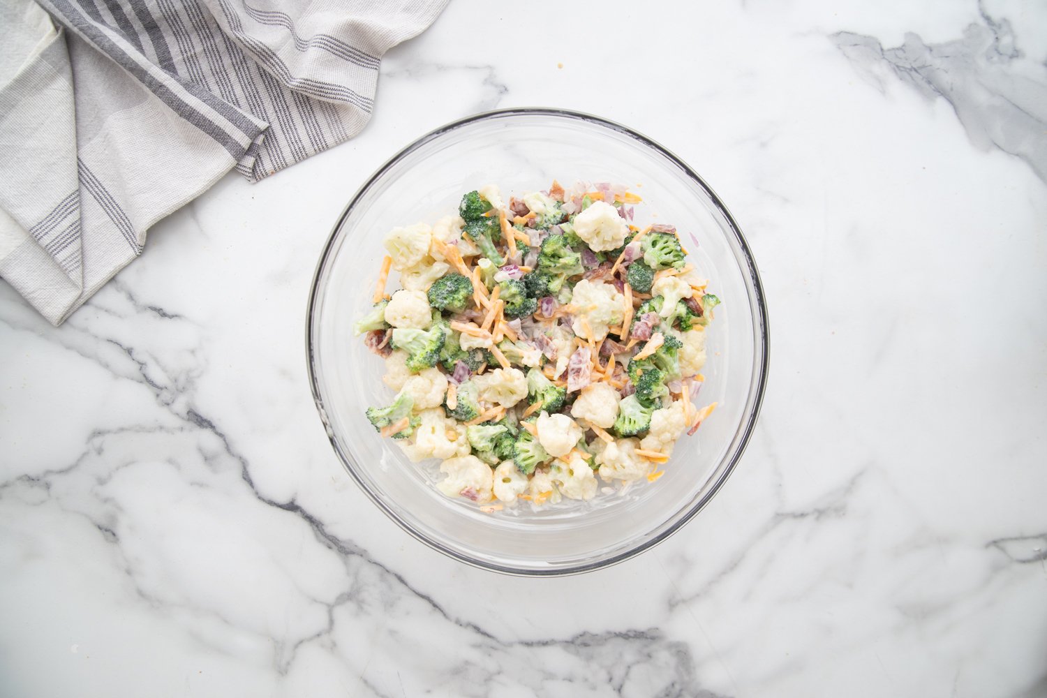 Amish Broccoli Salad mixed in a bowl