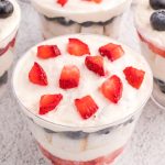 Red White and Blue Mini Trifles in cups