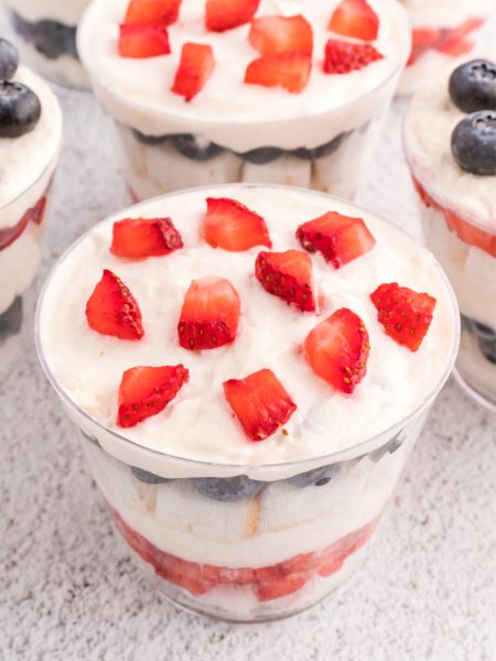 Red White and Blue Mini Trifles in cups