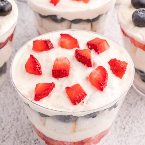 Red White and Blue Mini Trifles in cups