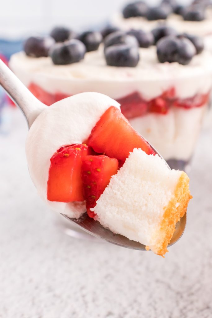 spoon with some Red White and Blue Mini Trifle