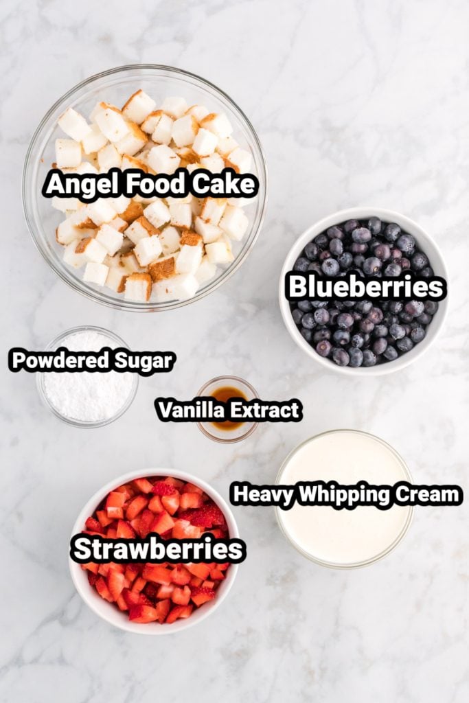 ingredients for Red White and Blue Mini Trifle