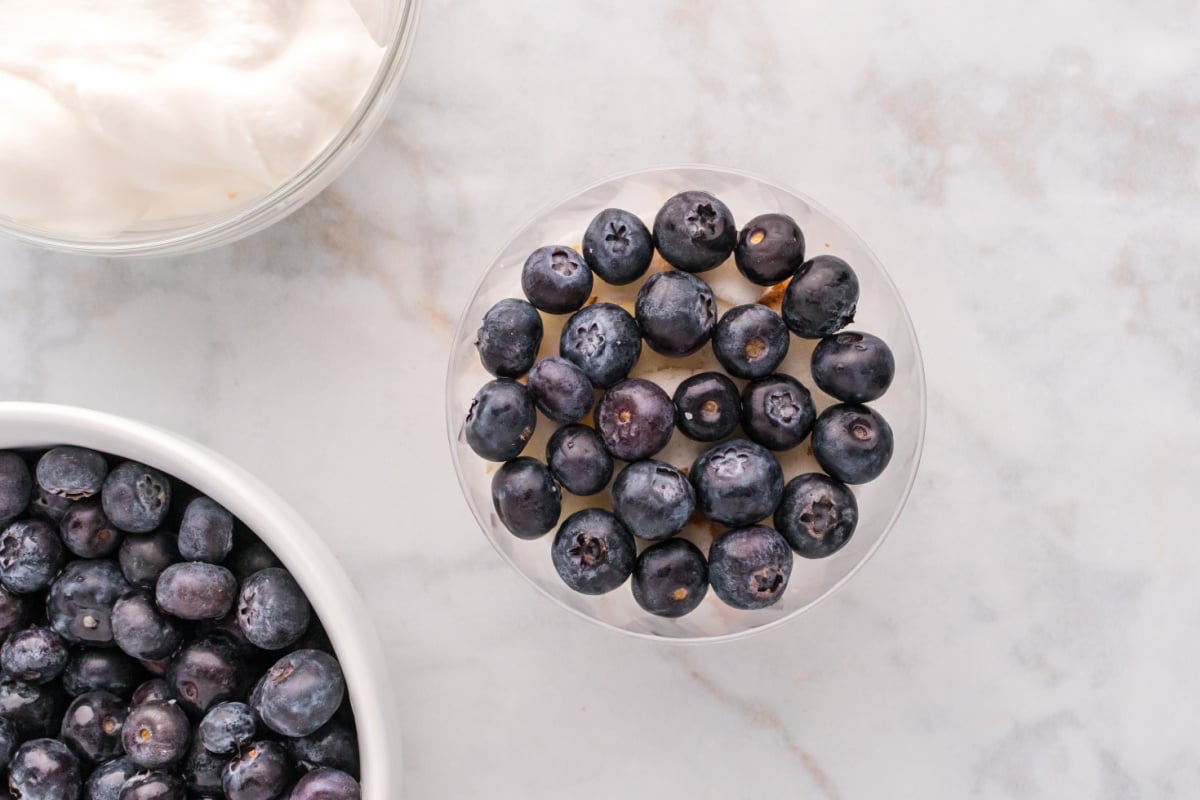 blue berries added to cup