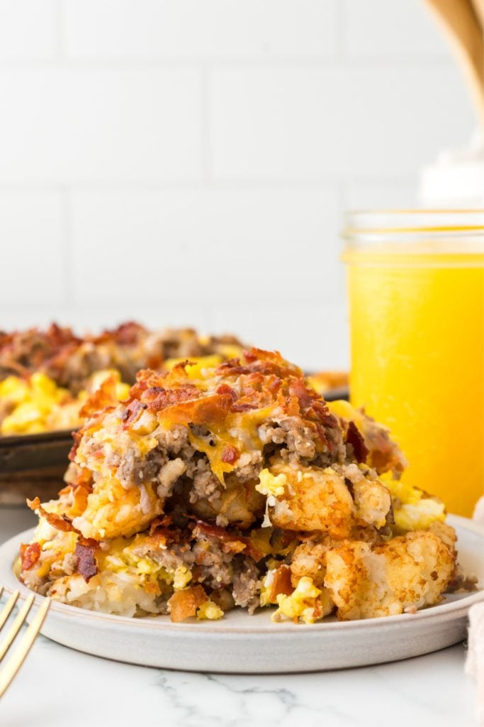 breakfast totchos on a plate