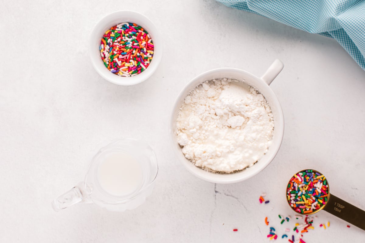 ingredients being mixed in a mug