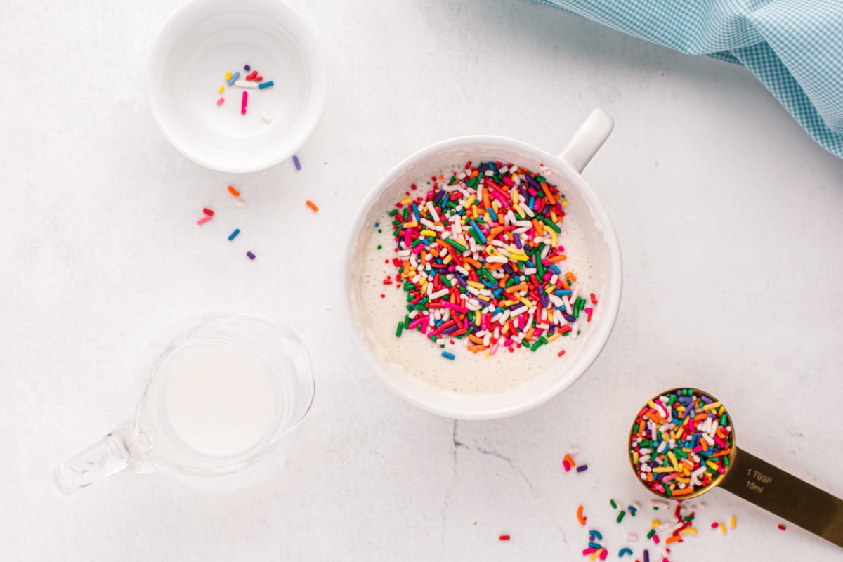 sprinkles added to mug