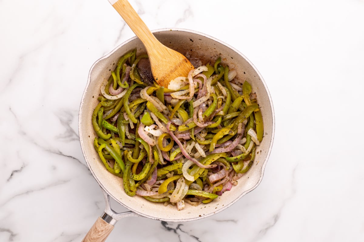 cooked veggies in a pan