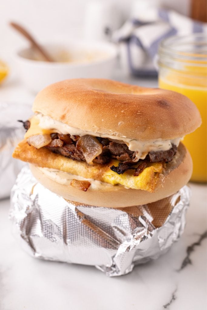 Copycat McDonald's Steak Breakfast Bagel