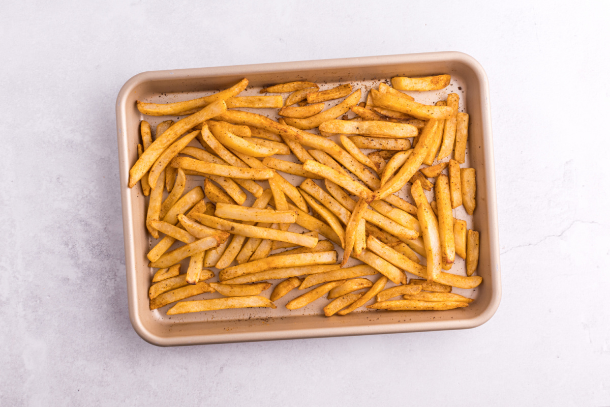 french fries on baking sheet