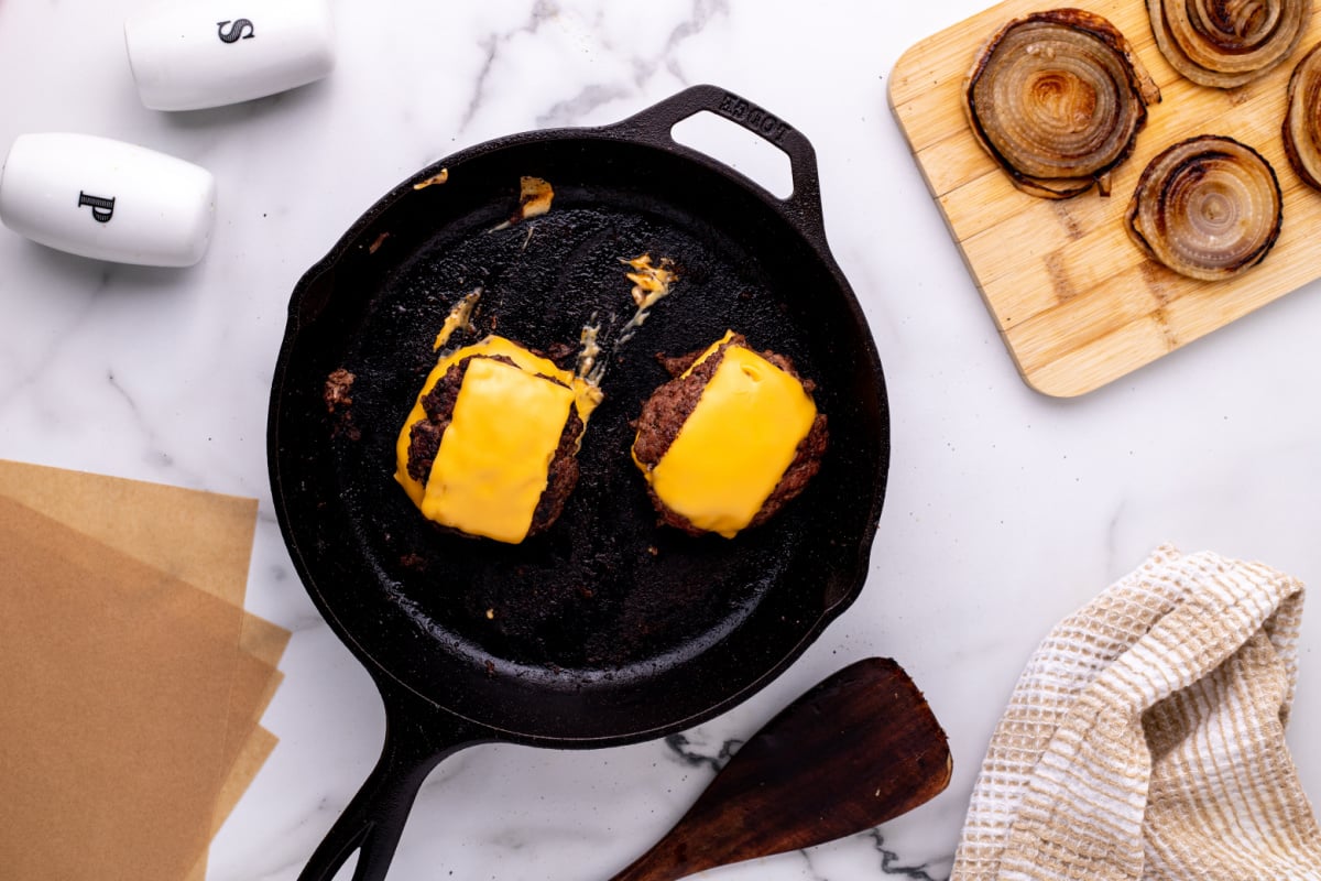 placing patties on top of each other