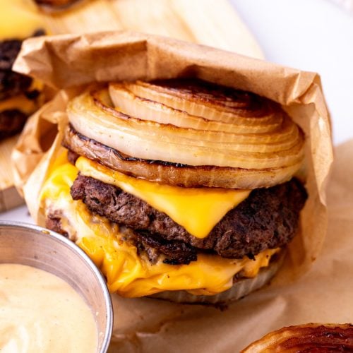 Flying Dutchman Burger wrapped in parchment paper