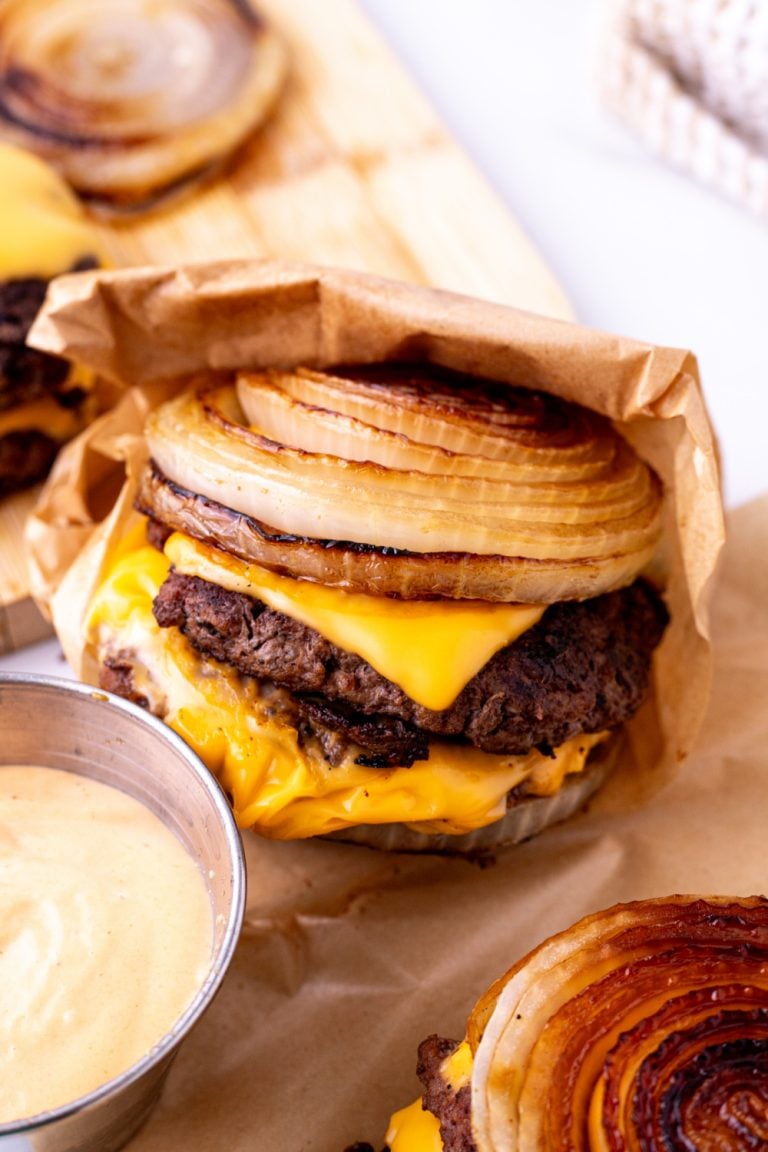 Flying Dutchman Burger wrapped in parchment paper