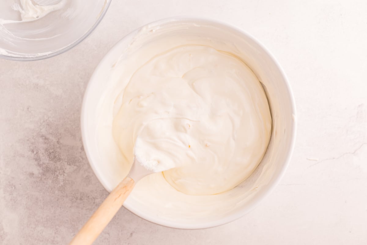 whipped topping mixing in a bowl