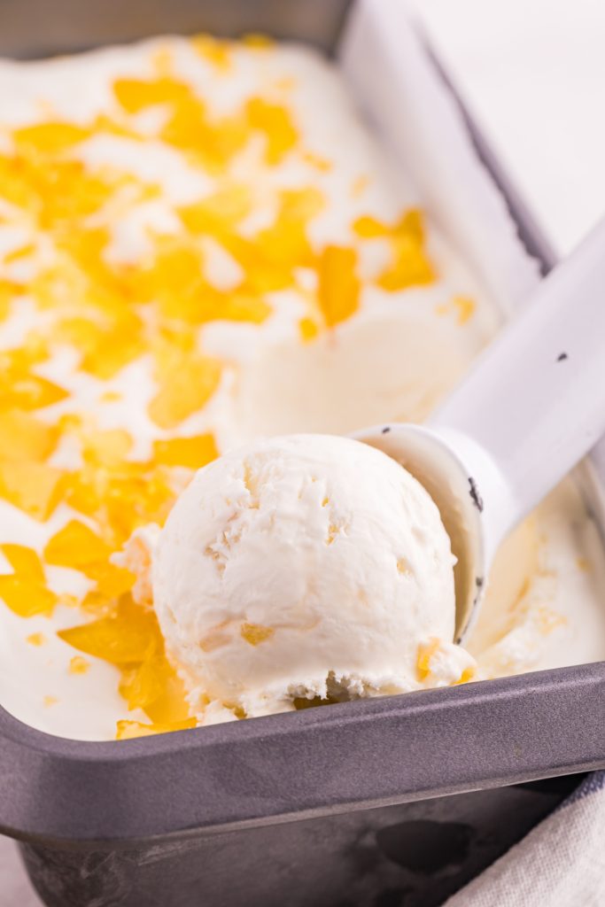 Homemade No Churn Creme Brulee Ice Cream in a pan