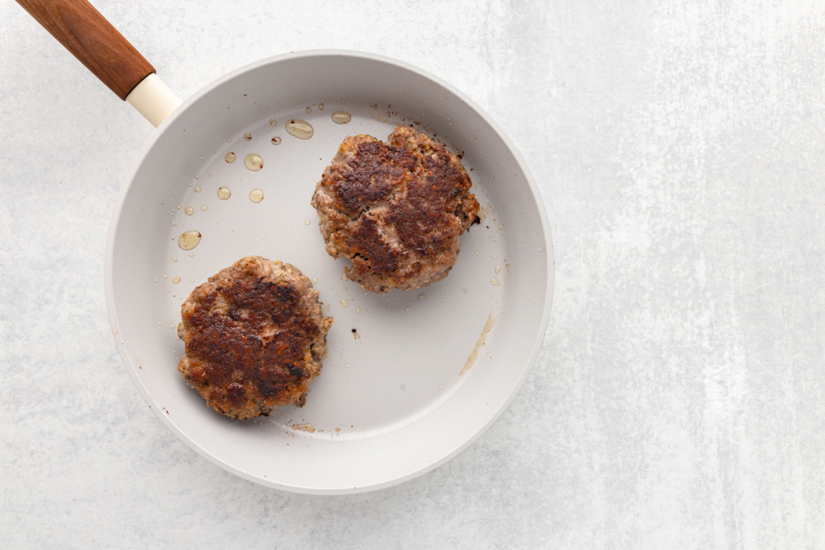 cooked patties in a pan