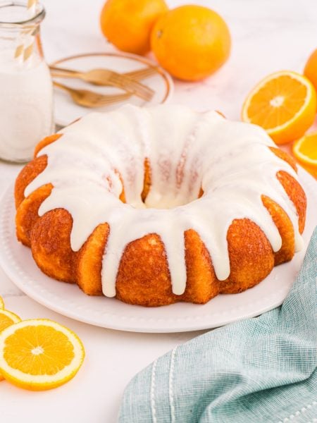 Orange Juice Cake on a platter