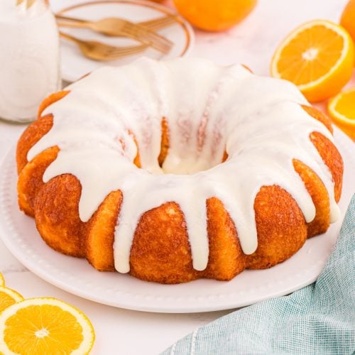 Orange Juice Cake on a platter
