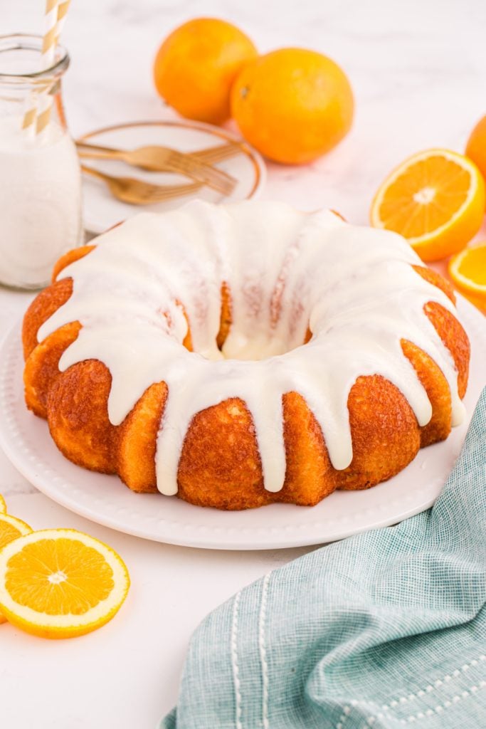 Orange Juice Cake on a platter