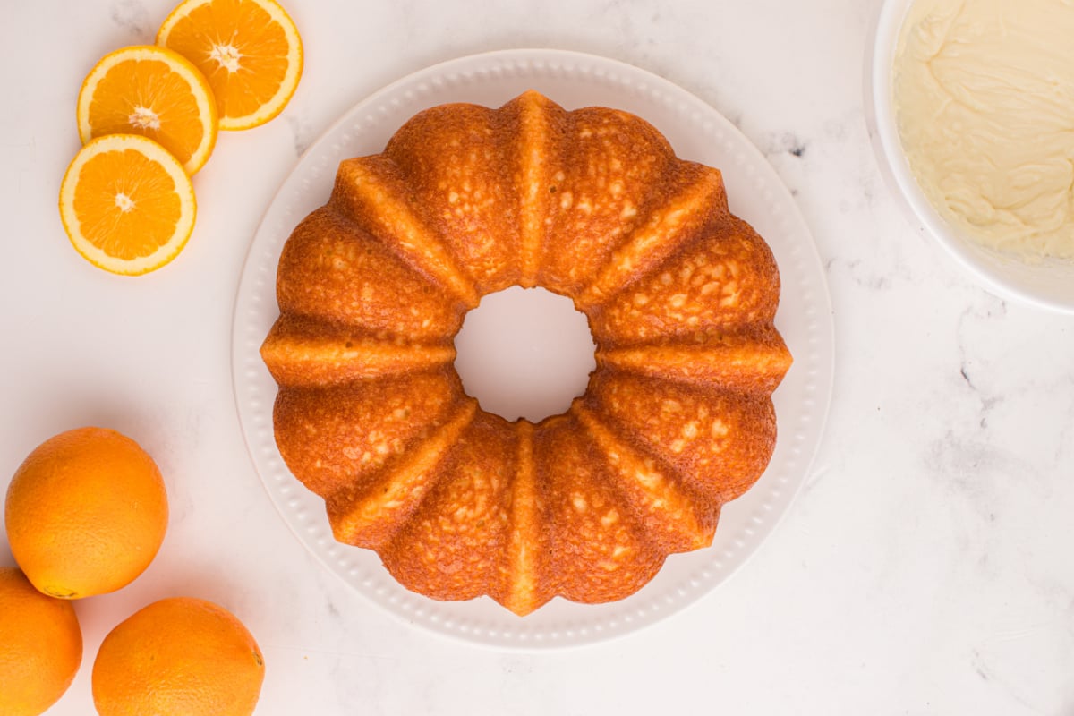 cooked cake on a platter
