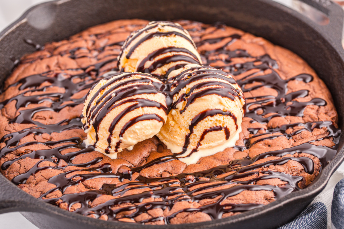 ice cream added to top of brownie