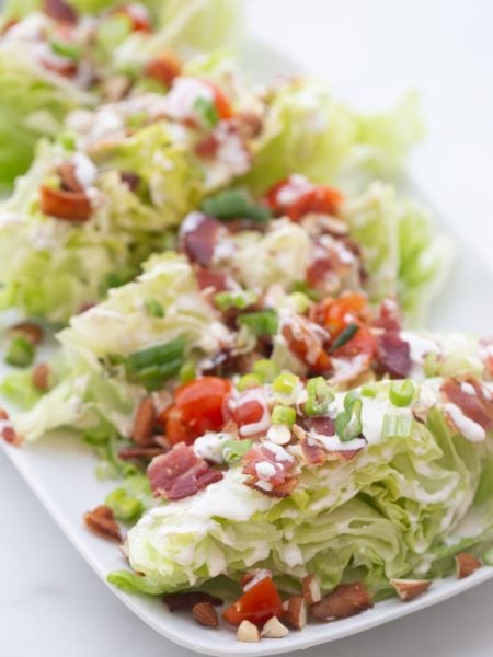 Classic wedge salad on a plate