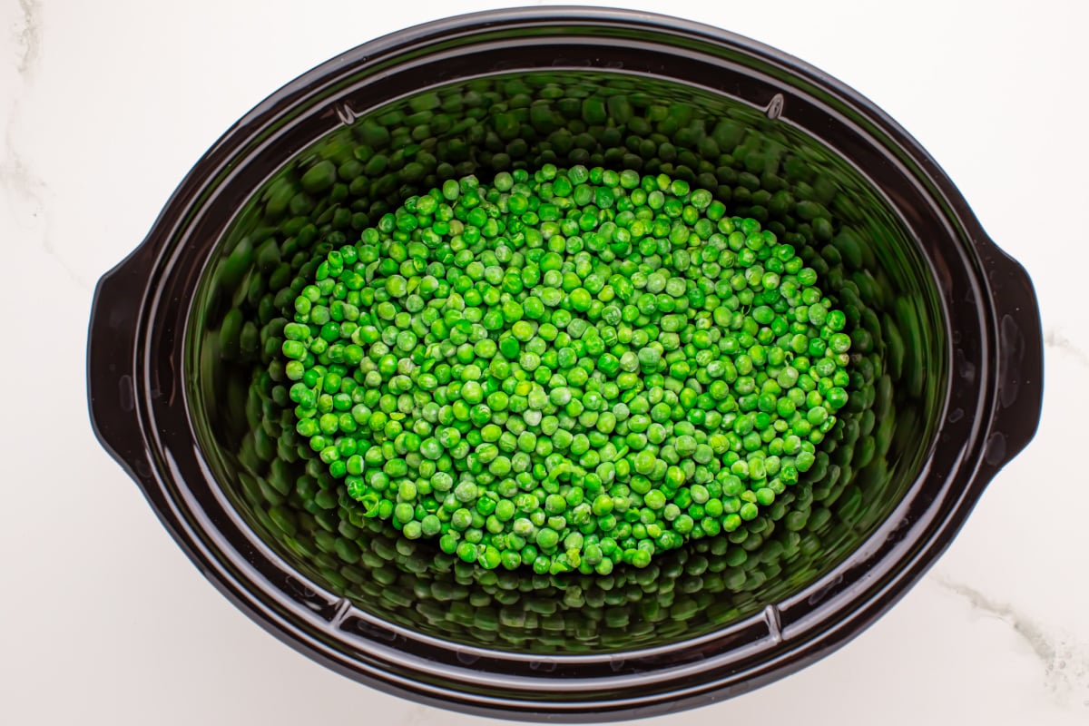 peas added to crockpot 
