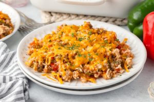 Easy Sausage and Rice Casserole on a plate