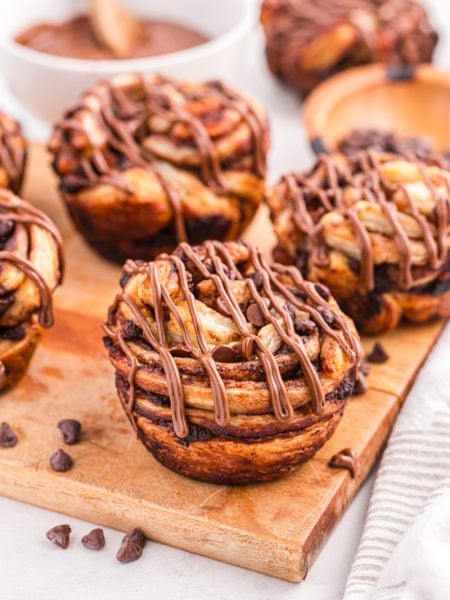 Nutella Cruffins on a cutting board