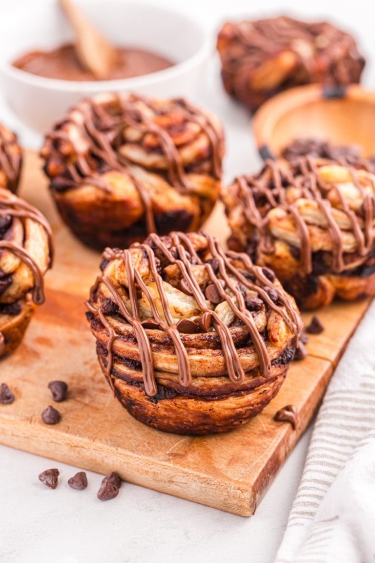 Nutella Cruffins on a cutting board