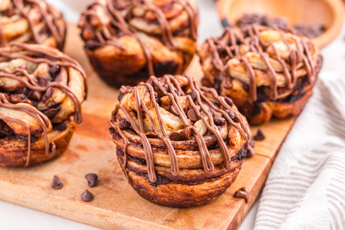 Nutella Cruffins on a cutting board