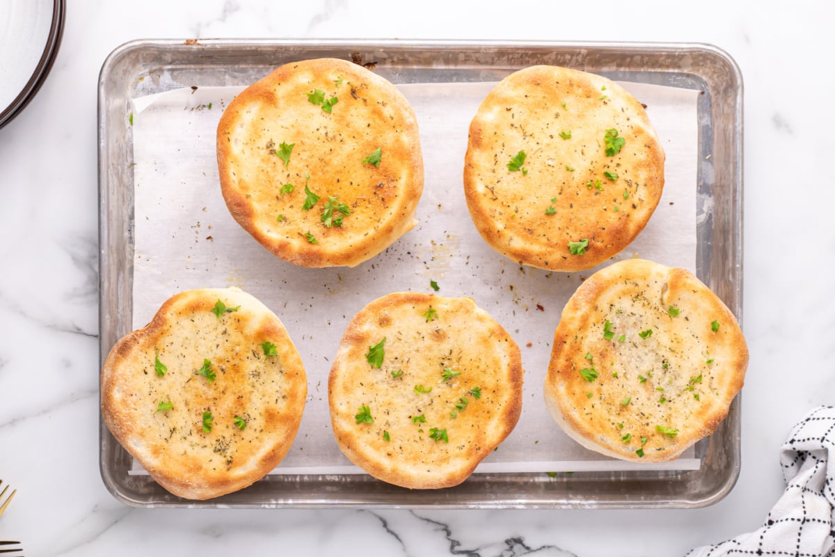 baked pot pies on a baking sheet