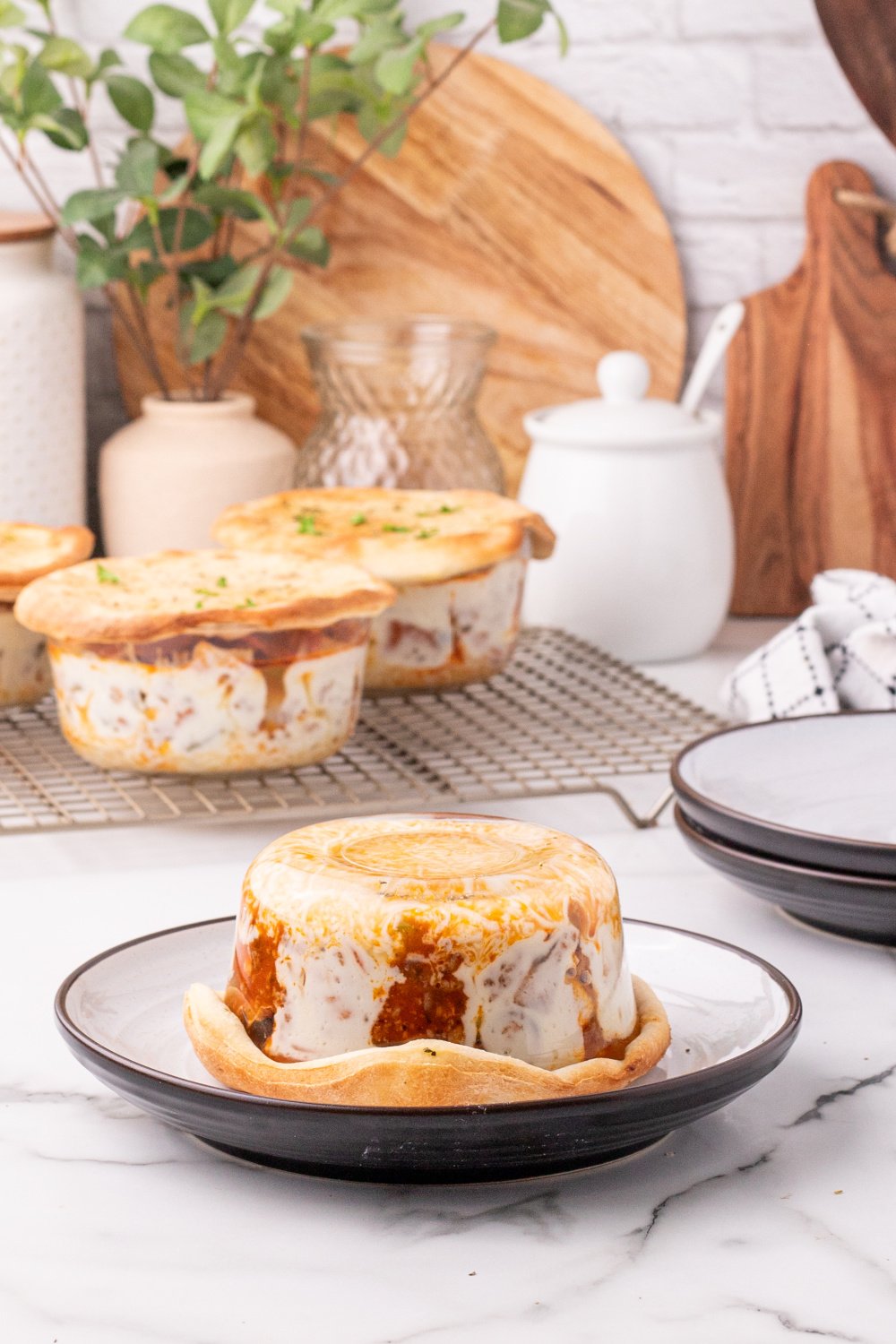 Upside Down Pizza Pot Pie on a plate