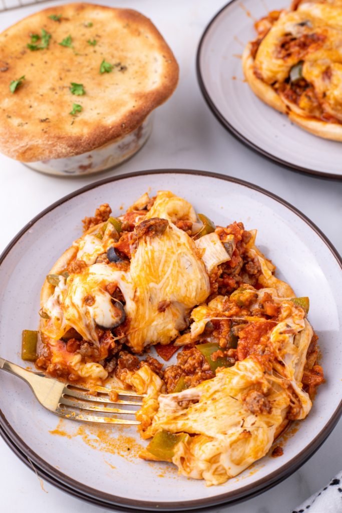 Upside Down Pizza Pot Pie on a plate