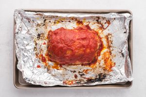 marinara added to top of meatloaf