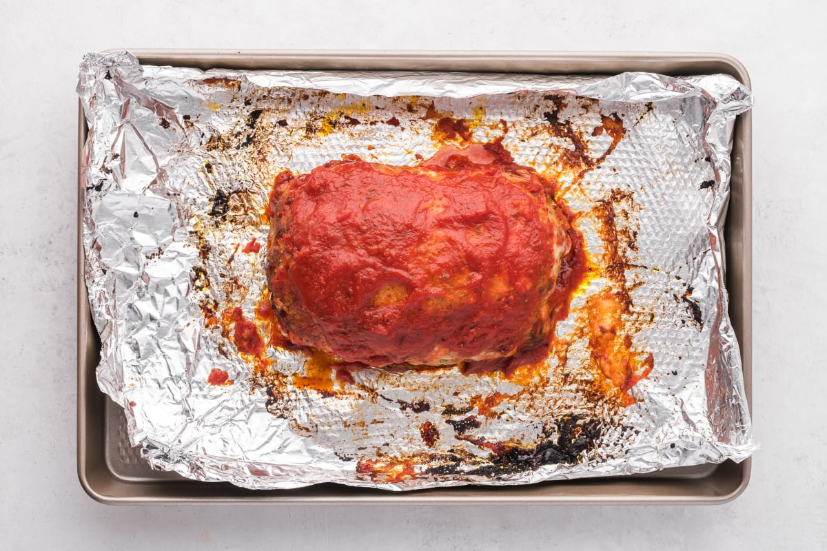 marinara added to top of meatloaf