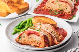 Chicken Parmesan Meatloaf on a plate