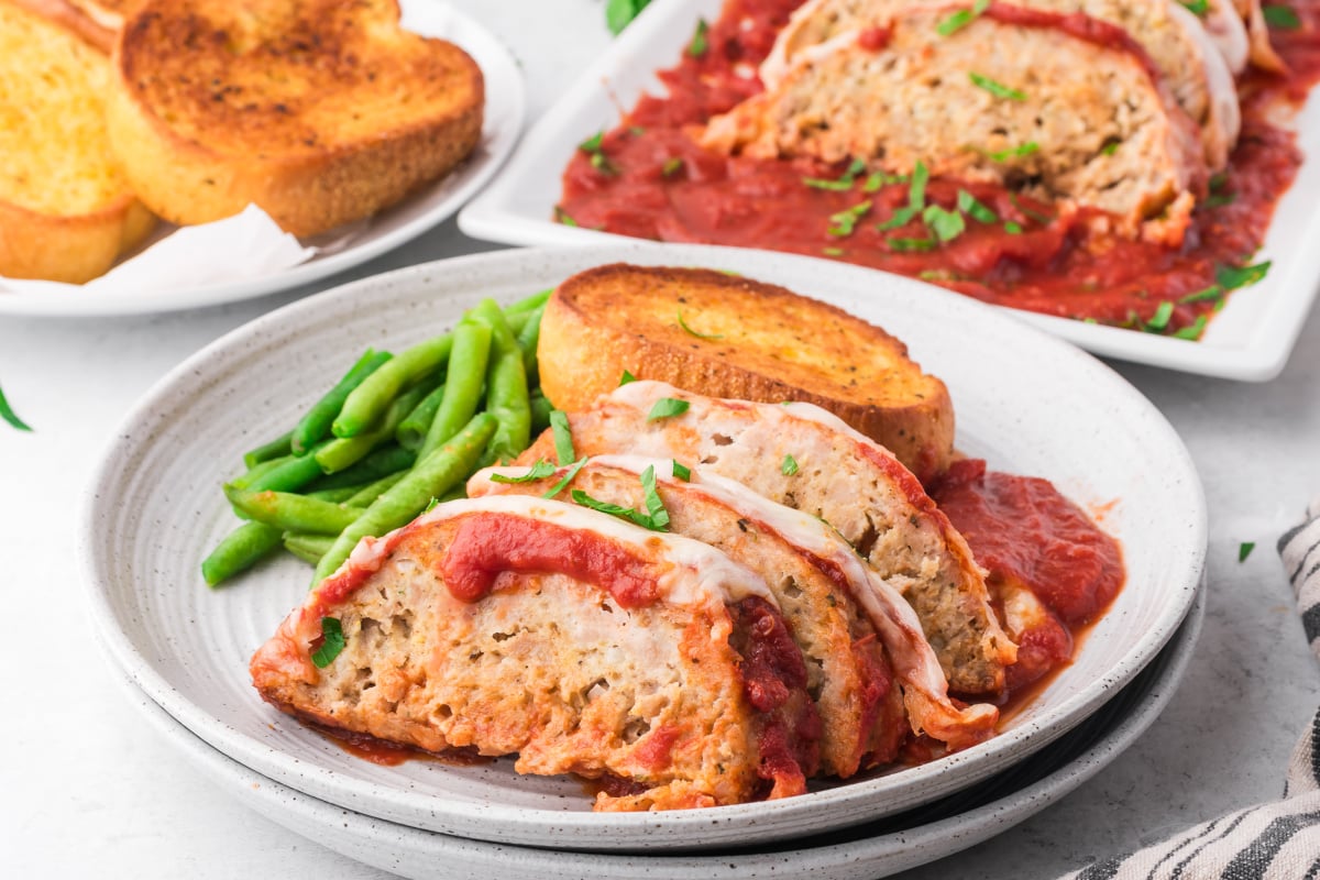 Chicken Parmesan Meatloaf on a plate