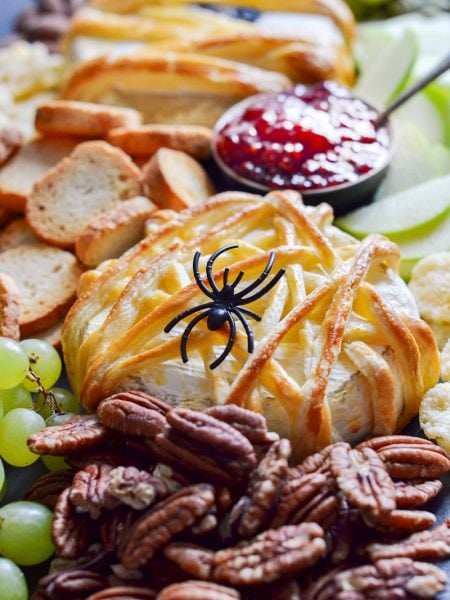 spider brie on appetizer board