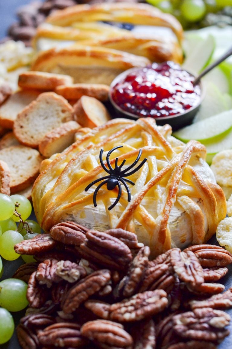 spider brie on appetizer board