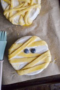 egg wash added to top o puff pastry