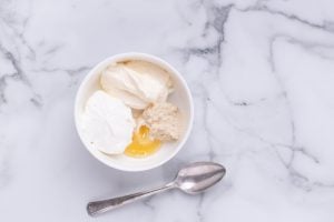 cream topping ingredients in a bowl