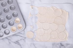 cutting circles out of dough
