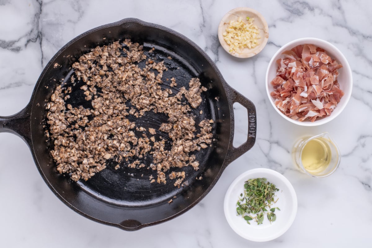 cooking mushrooms in pan