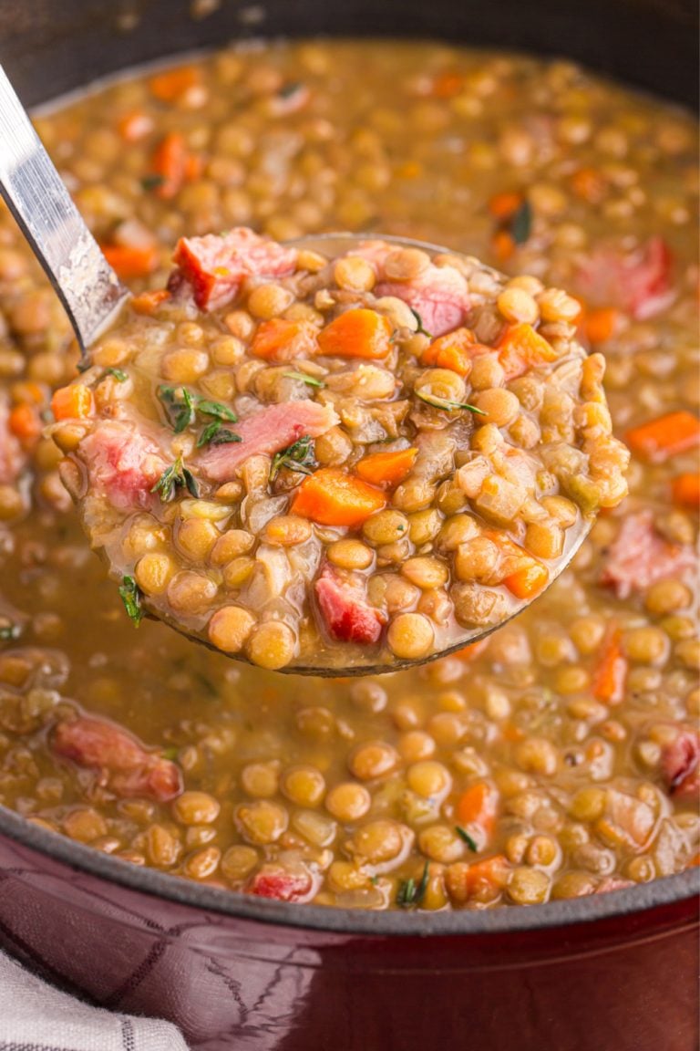 Ham and Lentil Soup in a pot
