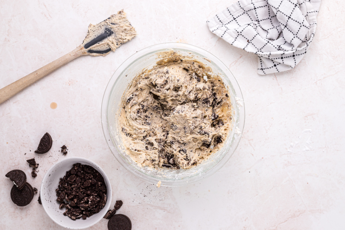 oreo cookies folded into batter